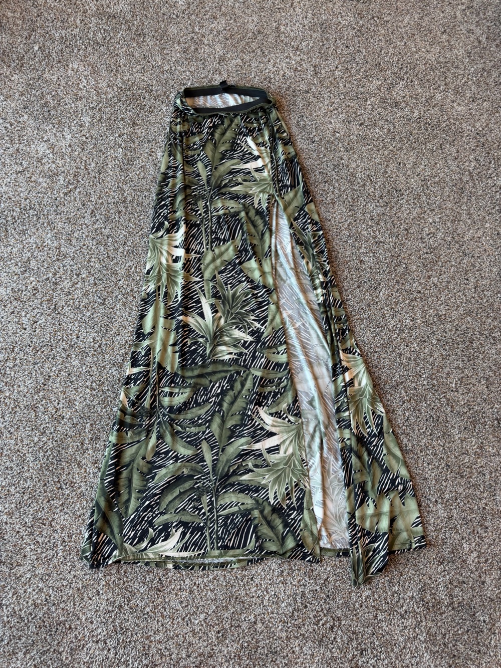 Windsor Tropical Leaf Print Wrap Maxi Skirt Small Resort Vacation Boho